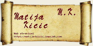 Matija Kičić vizit kartica